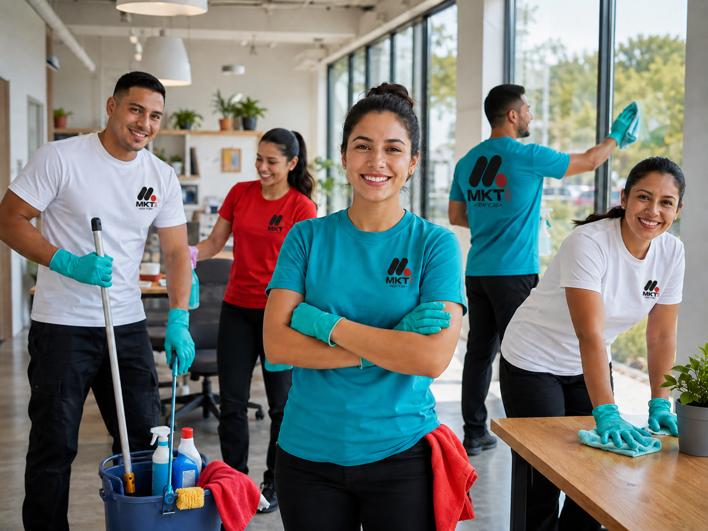 Equipo de Limpieza con camisetas personalizadas